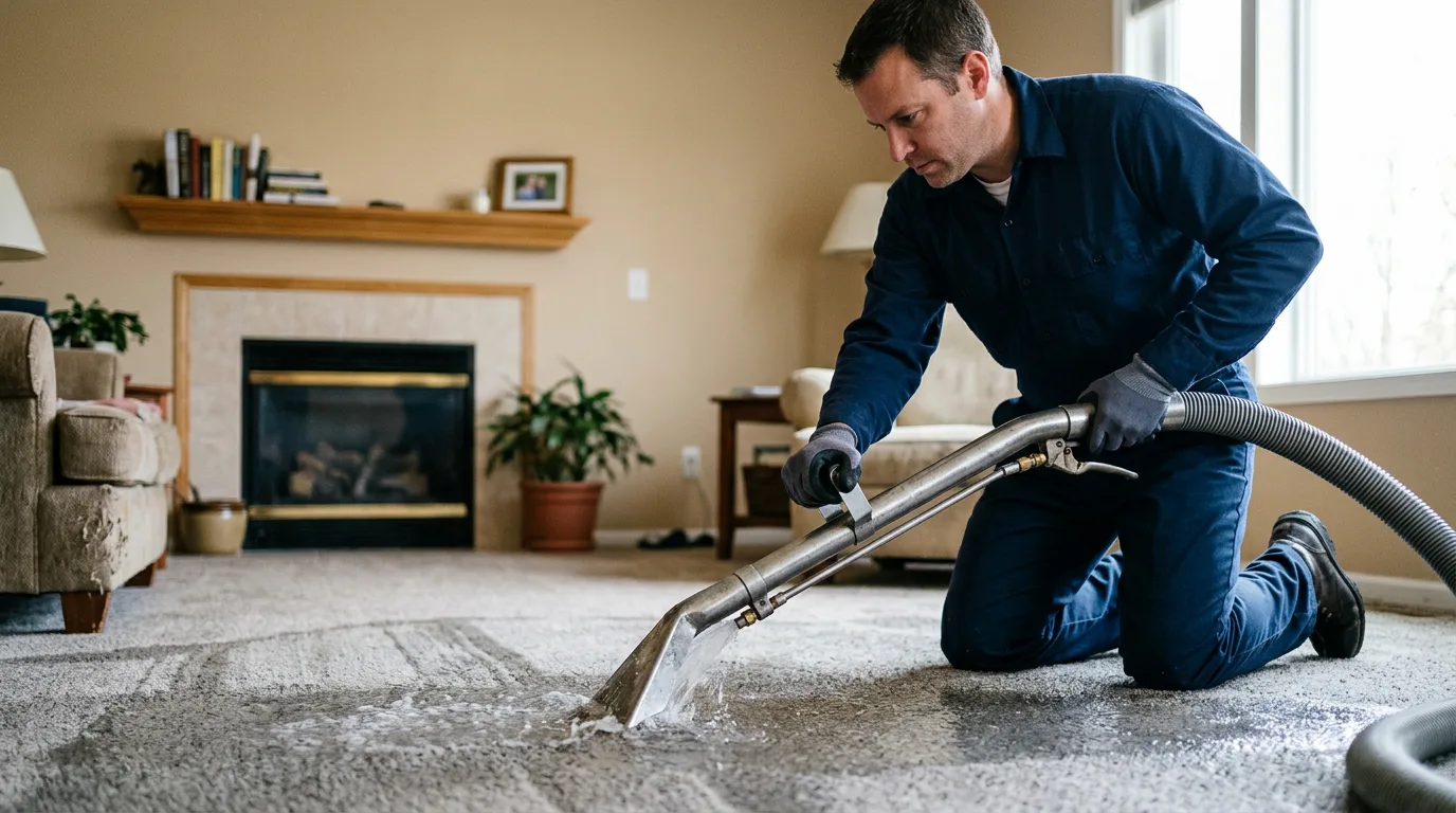 Water damage restoration technician working near Crawfordsville, AR
